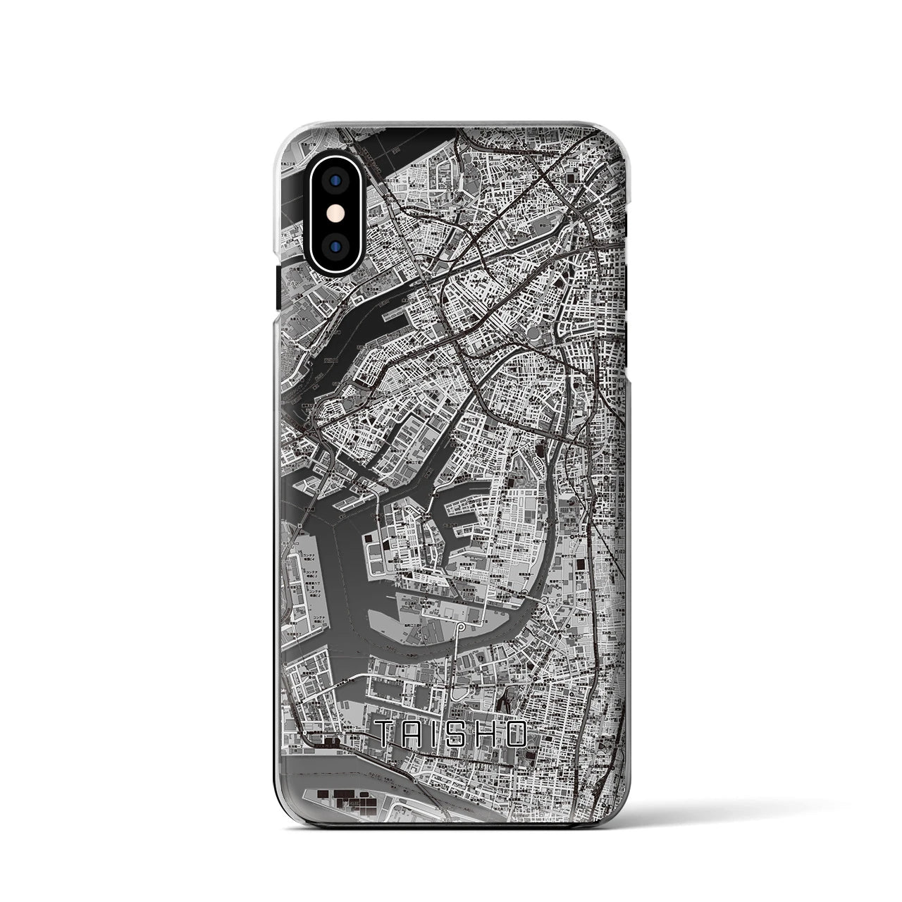 【大正（大阪府）】地図柄iPhoneケース（クリアタイプ）モノトーン・iPhone XS / X 用