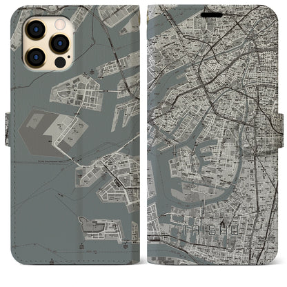 【大正（大阪府）】地図柄iPhoneケース（手帳タイプ）モノトーン・iPhone 12 Pro Max 用