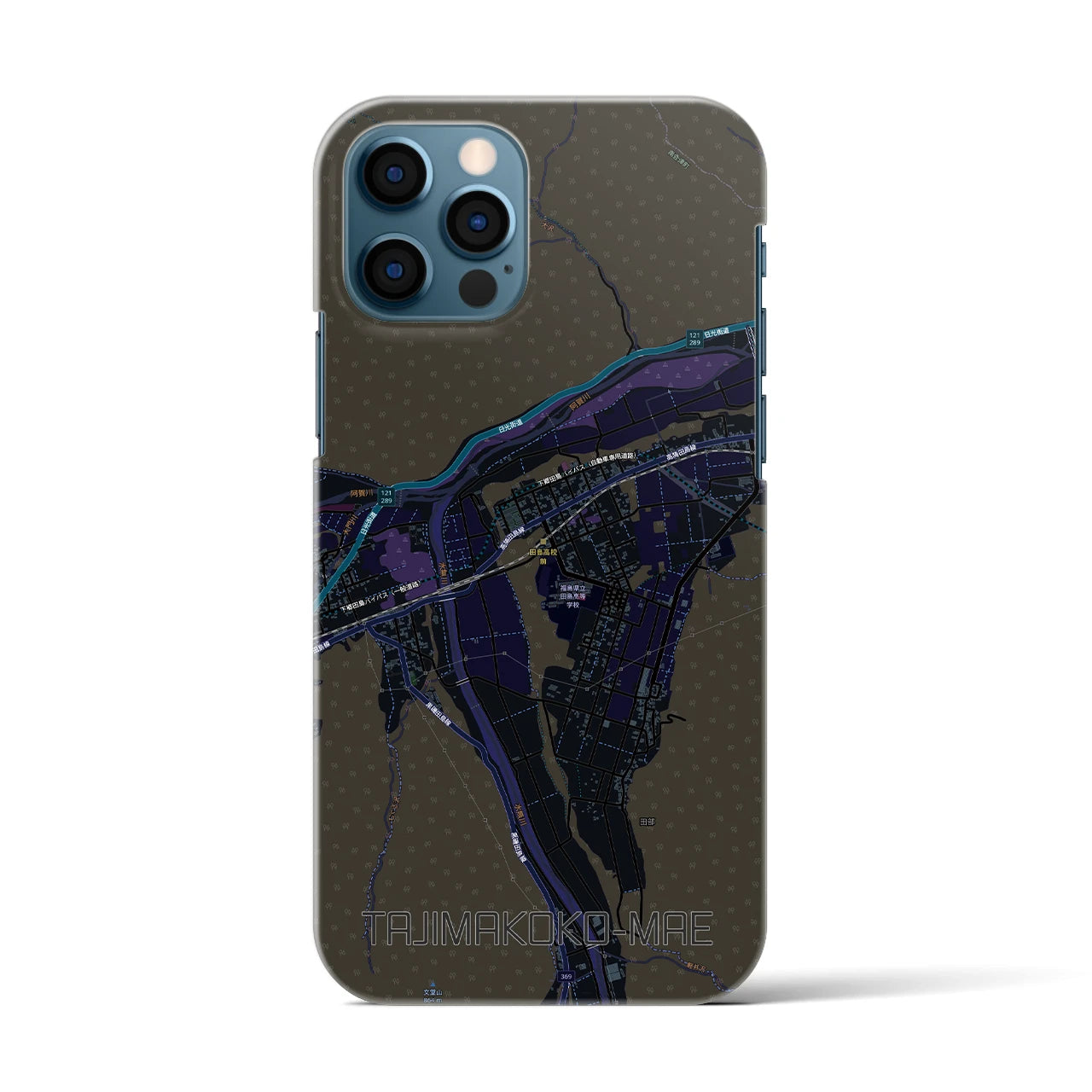 【田島高校前（福島県）】地図柄iPhoneケース（バックカバータイプ）