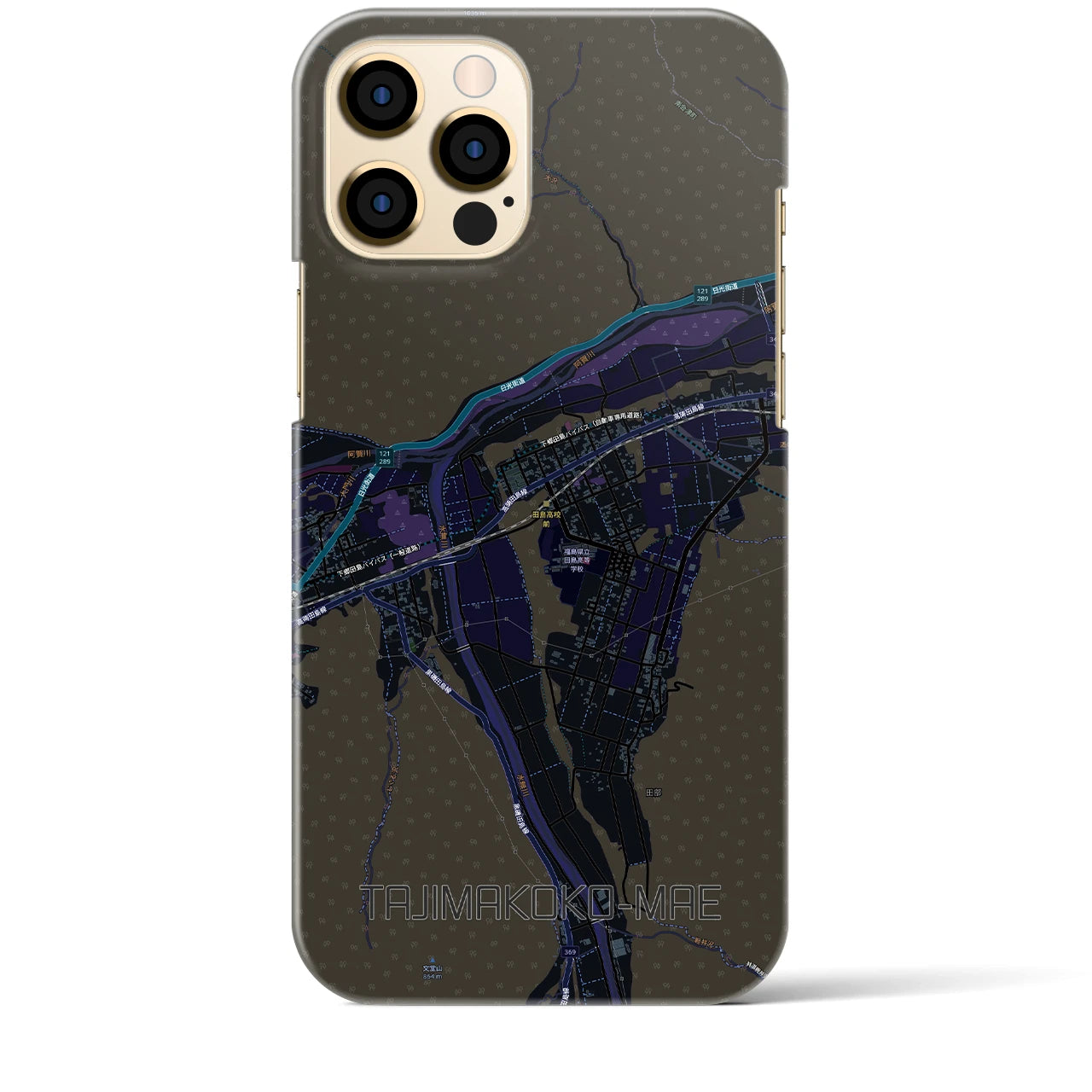 【田島高校前（福島県）】地図柄iPhoneケース（バックカバータイプ）