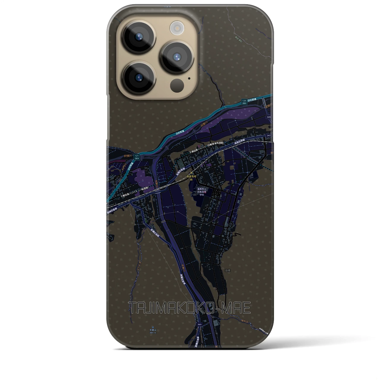 【田島高校前（福島県）】地図柄iPhoneケース（バックカバータイプ）