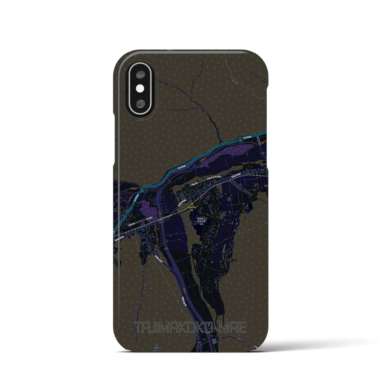 【田島高校前（福島県）】地図柄iPhoneケース（バックカバータイプ）