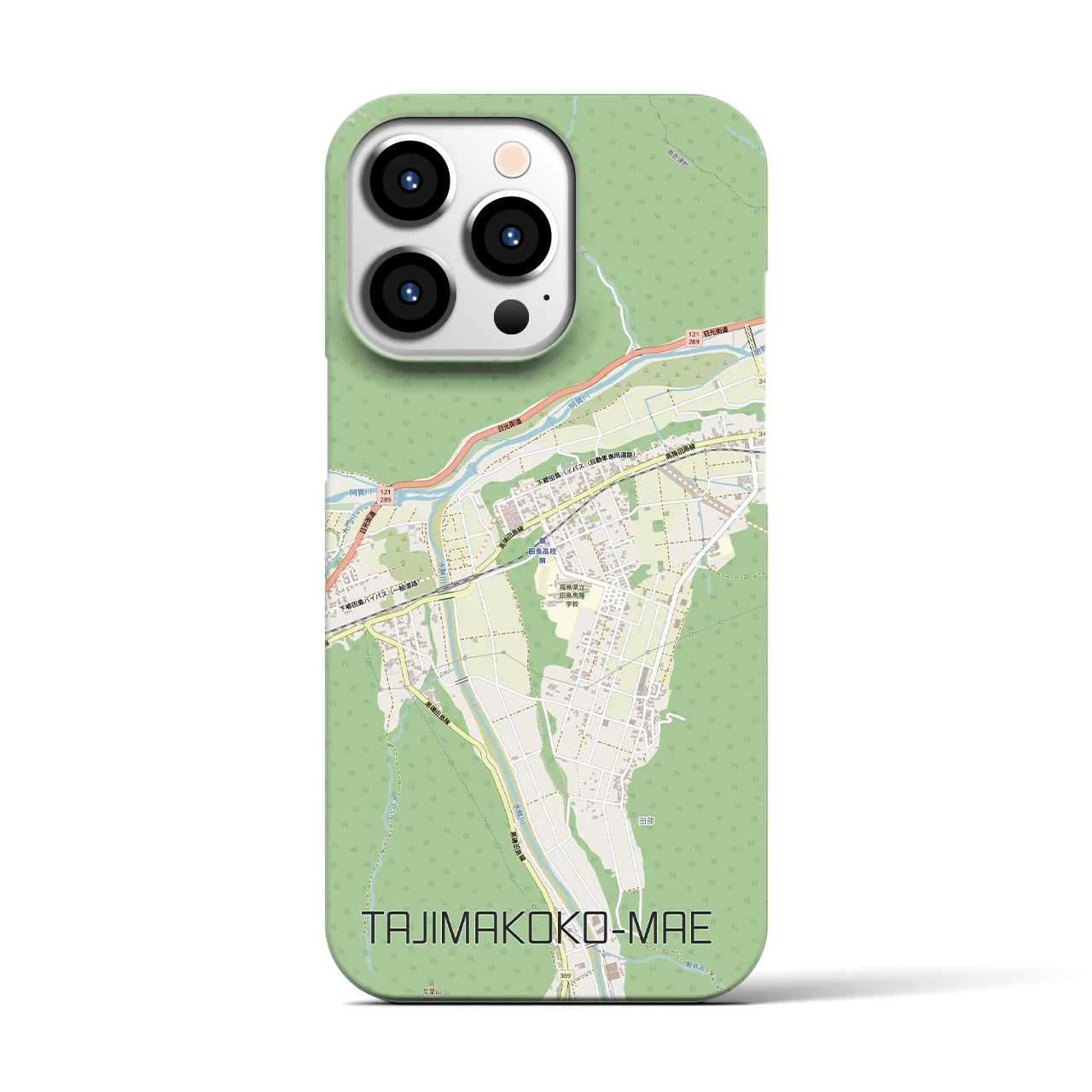 【田島高校前（福島県）】地図柄iPhoneケース（バックカバータイプ）