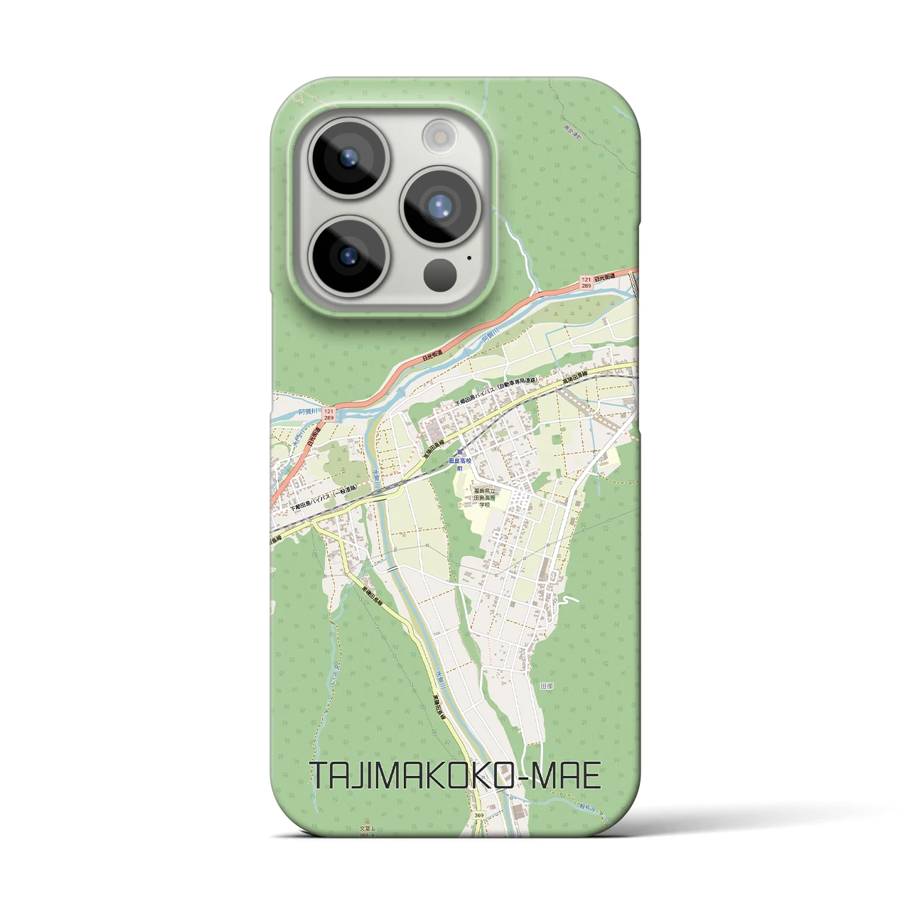 【田島高校前（福島県）】地図柄iPhoneケース（バックカバータイプ）