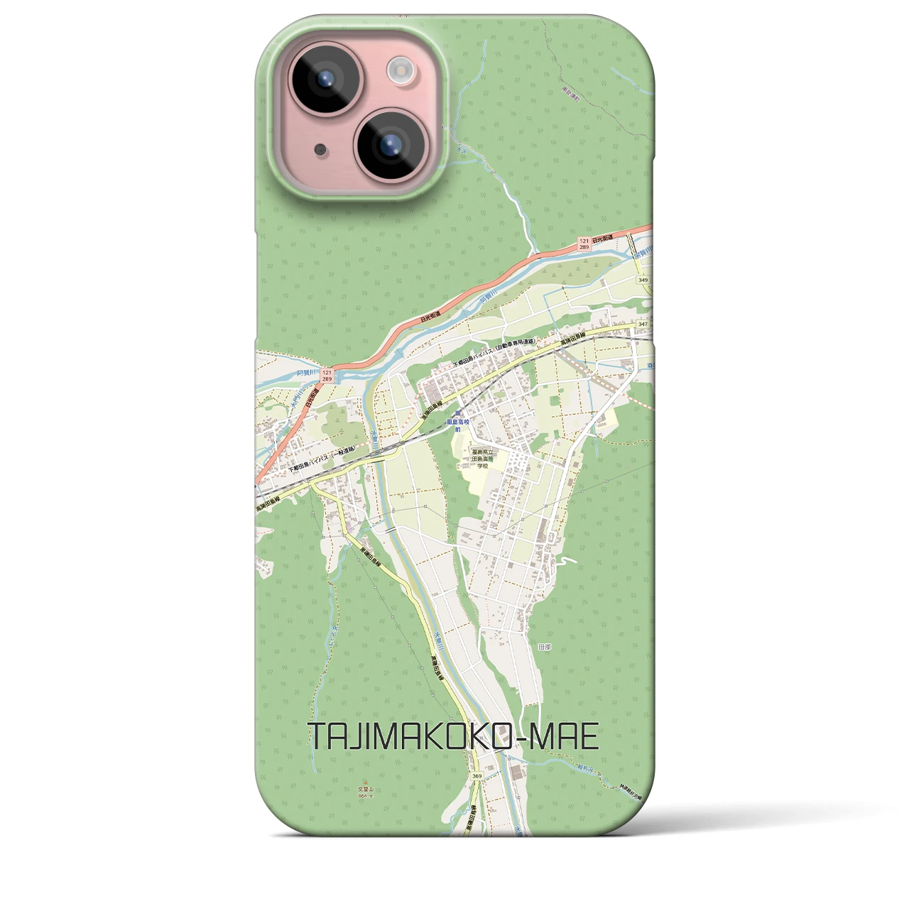 【田島高校前（福島県）】地図柄iPhoneケース（バックカバータイプ）