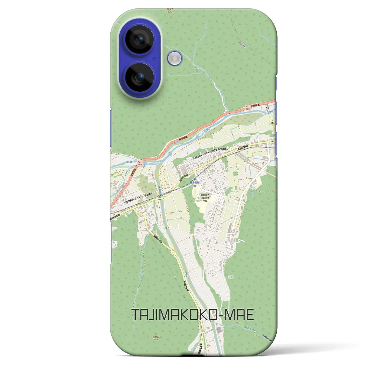 【田島高校前（福島県）】地図柄iPhoneケース（バックカバータイプ）