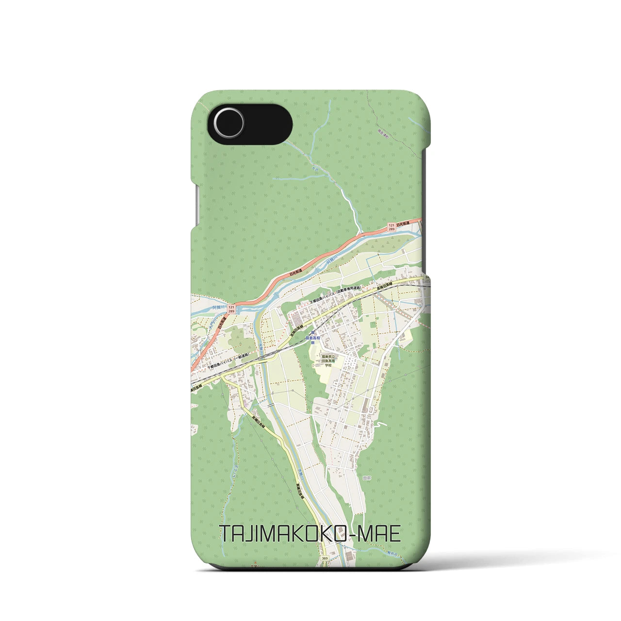 【田島高校前（福島県）】地図柄iPhoneケース（バックカバータイプ）