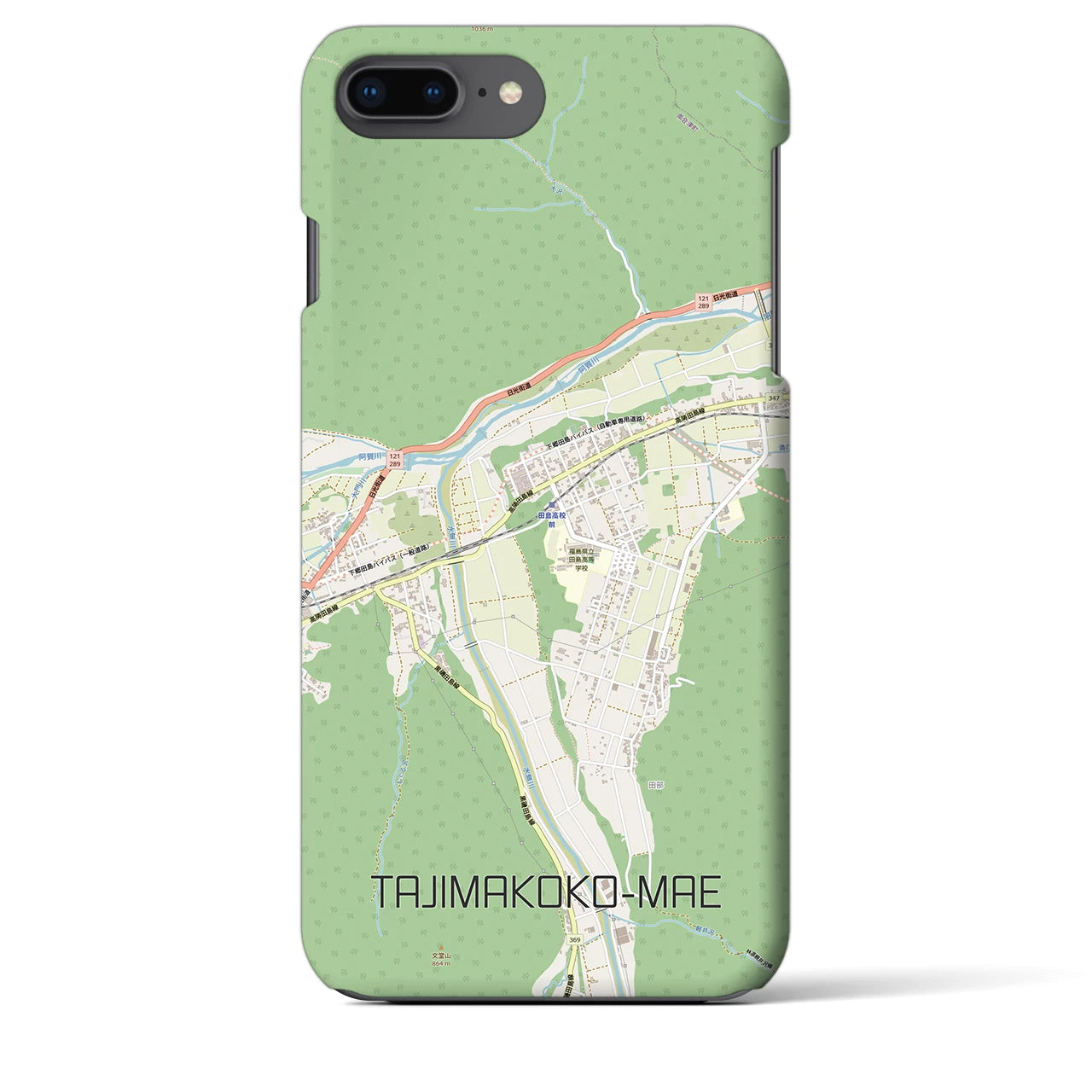 【田島高校前（福島県）】地図柄iPhoneケース（バックカバータイプ）