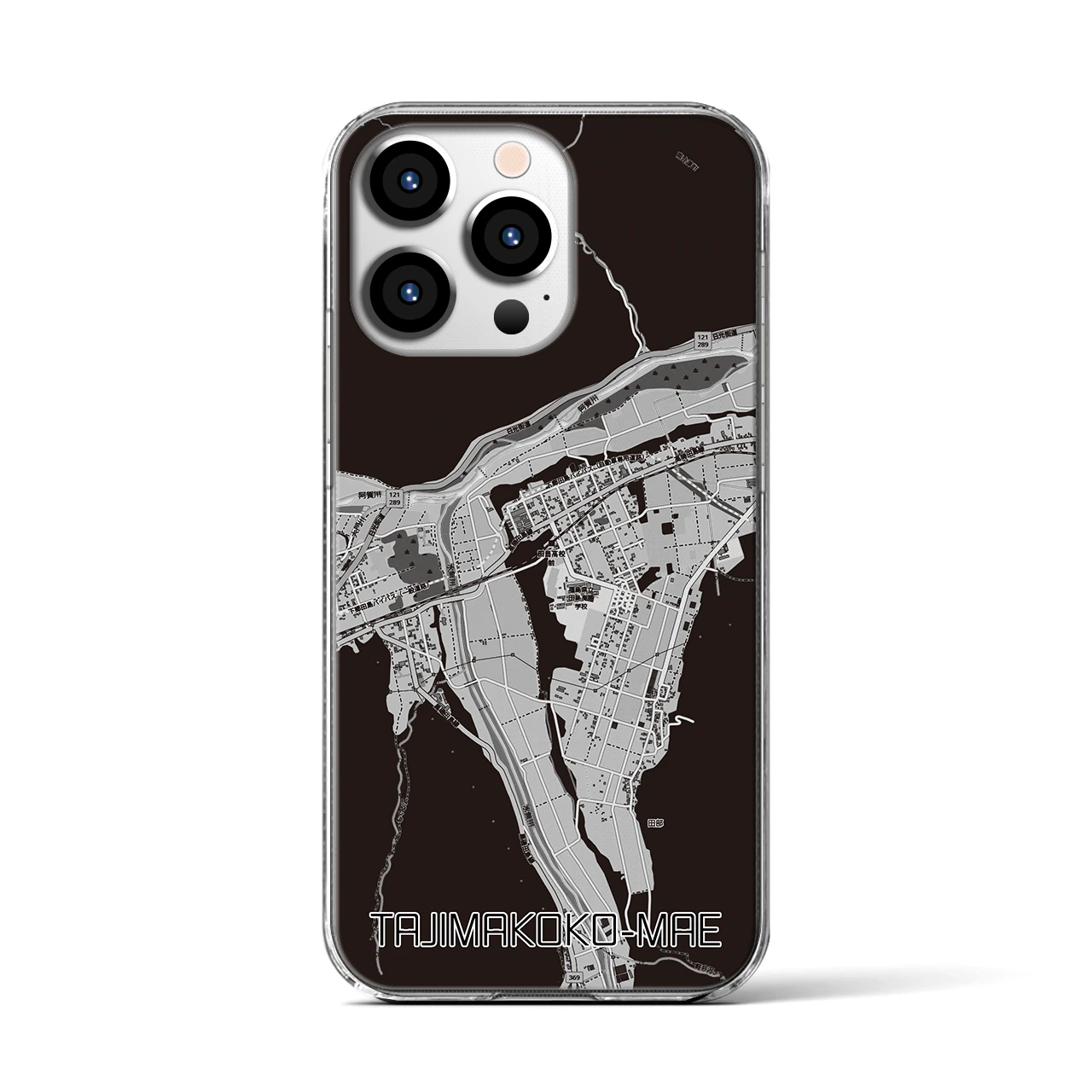 【田島高校前（福島県）】地図柄iPhoneケース（クリアタイプ）