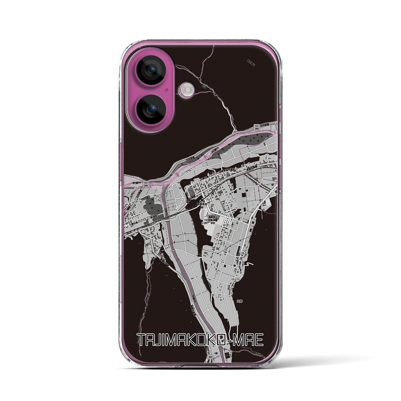 【田島高校前（福島県）】地図柄iPhoneケース（クリアタイプ）