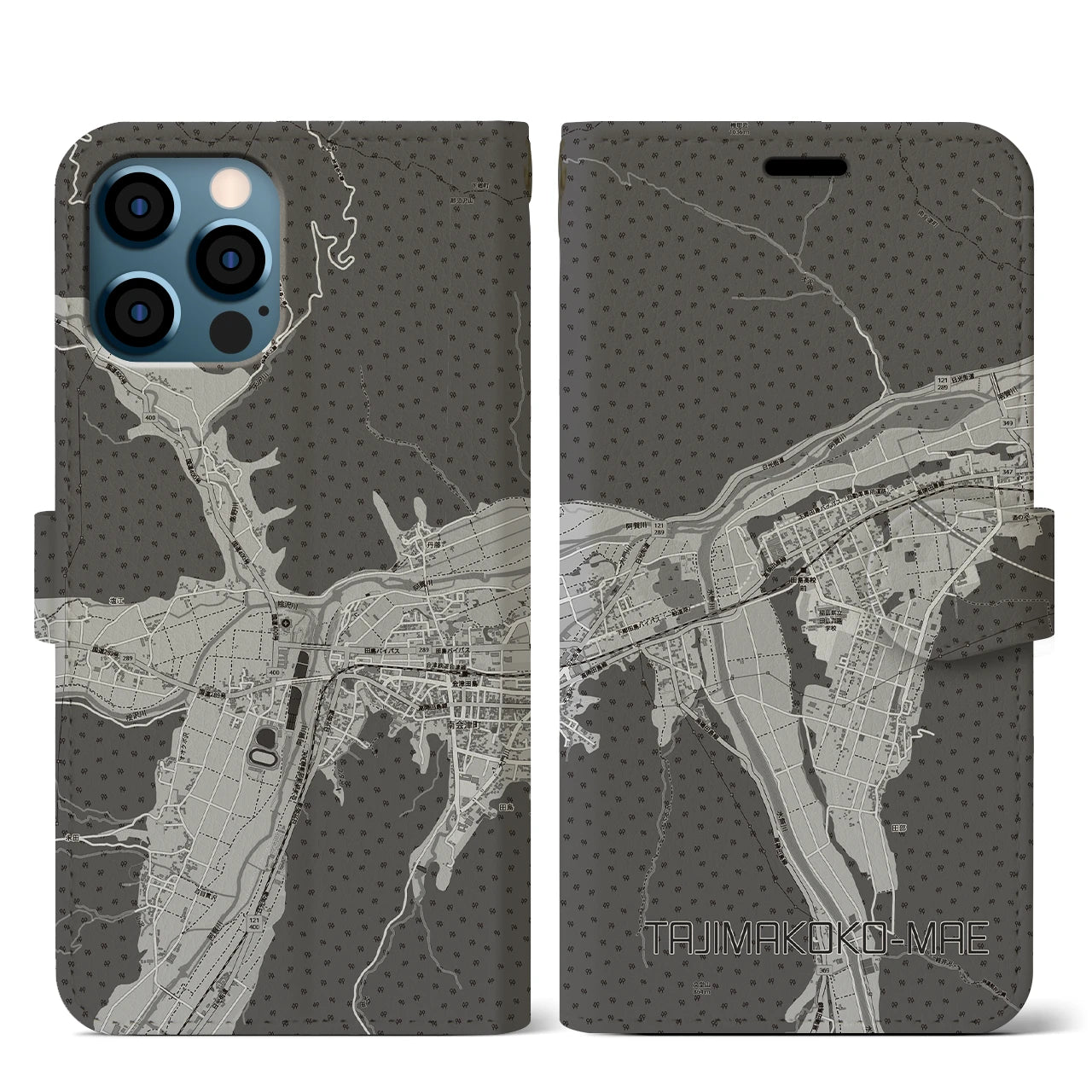 【田島高校前（福島県）】地図柄iPhoneケース（手帳タイプ）