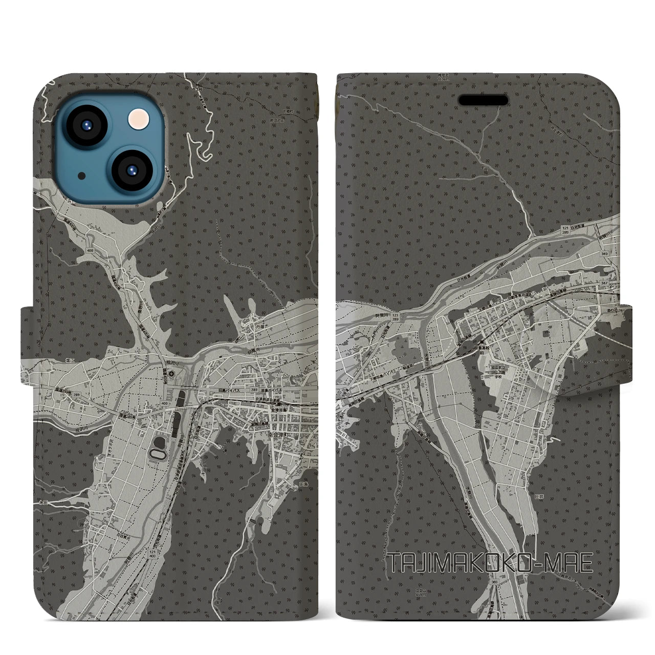 【田島高校前（福島県）】地図柄iPhoneケース（手帳タイプ）