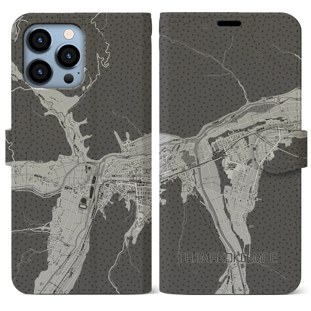 【田島高校前（福島県）】地図柄iPhoneケース（手帳タイプ）