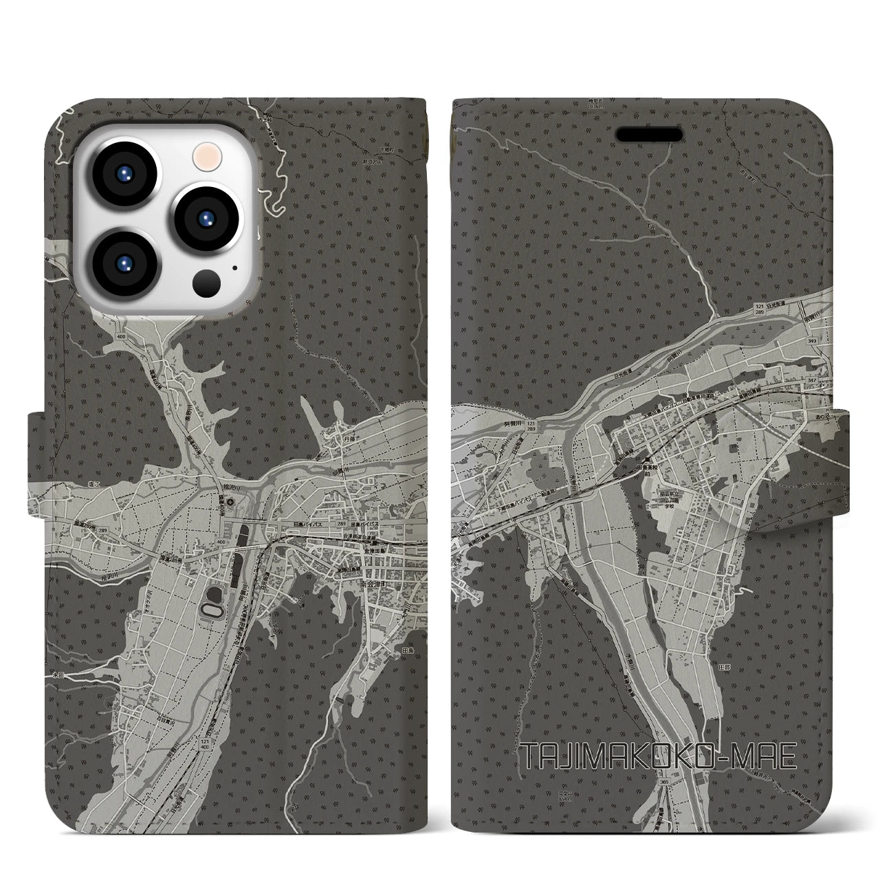 【田島高校前（福島県）】地図柄iPhoneケース（手帳タイプ）