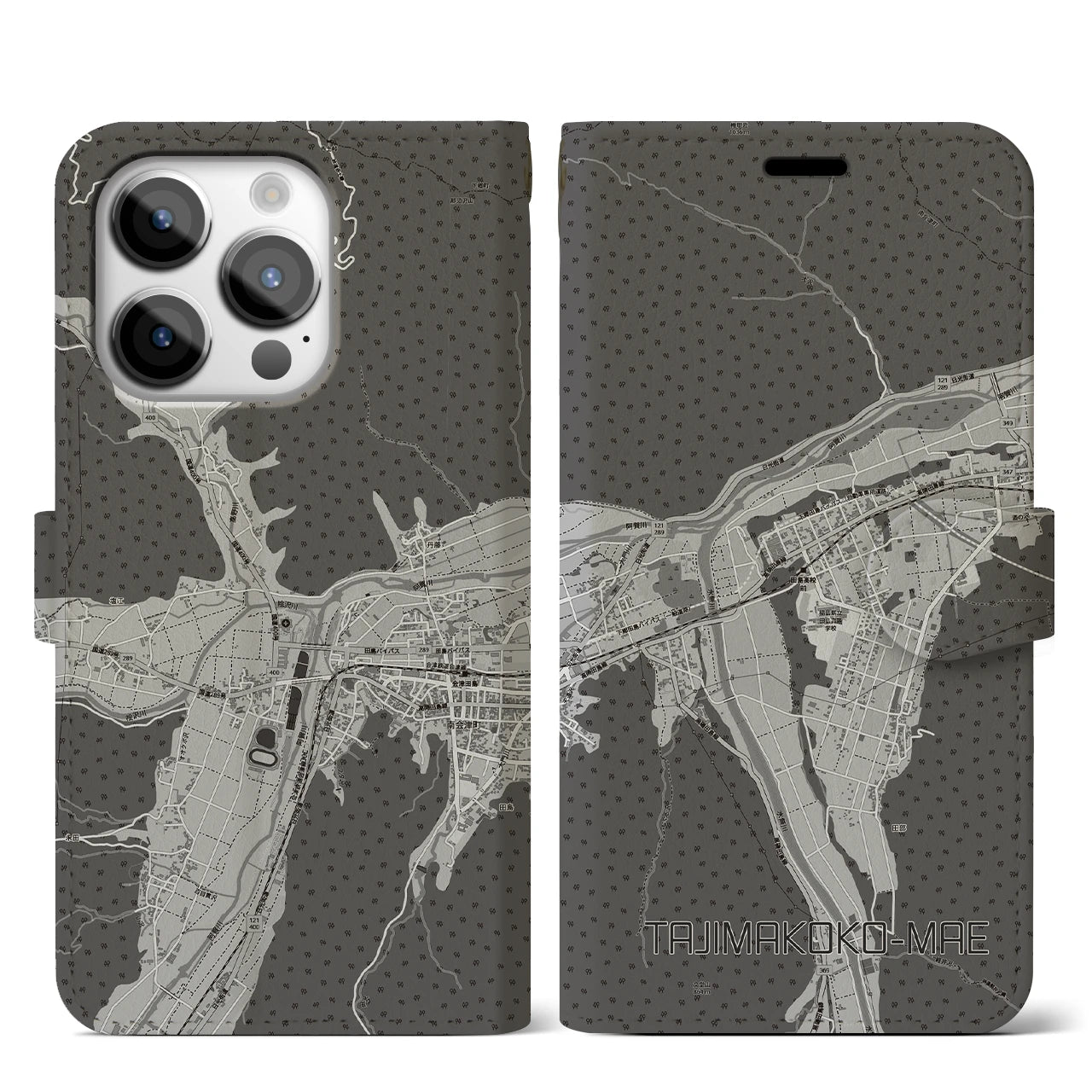 【田島高校前（福島県）】地図柄iPhoneケース（手帳タイプ）