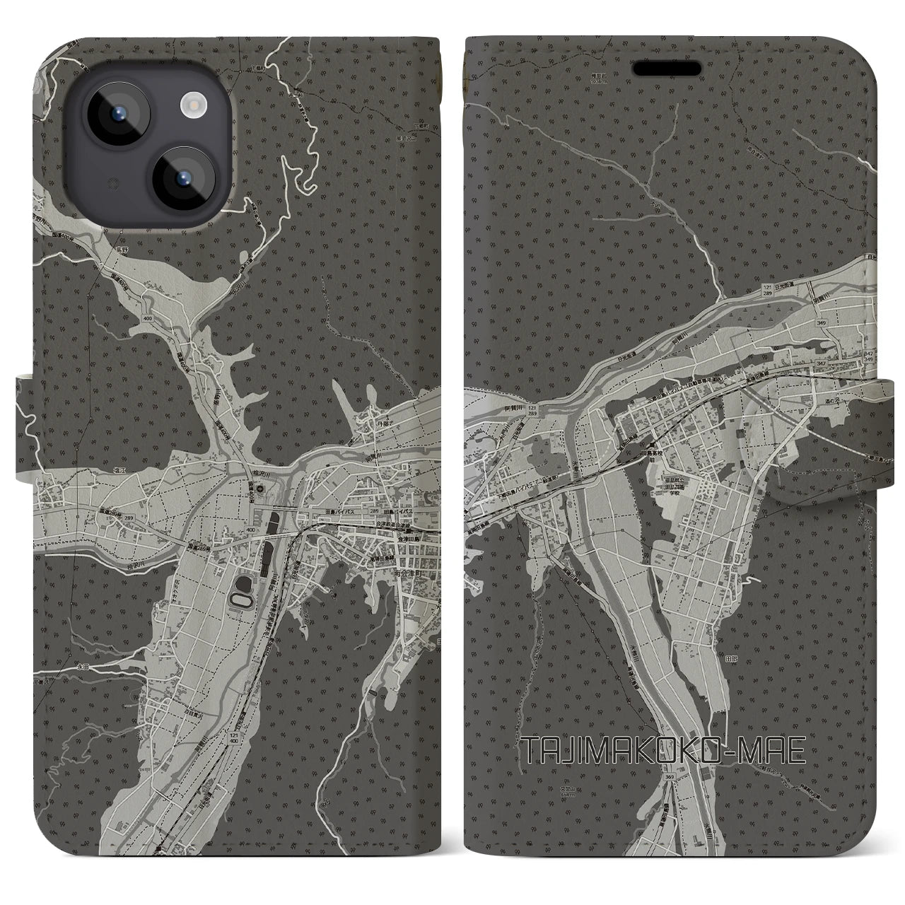 【田島高校前（福島県）】地図柄iPhoneケース（手帳タイプ）