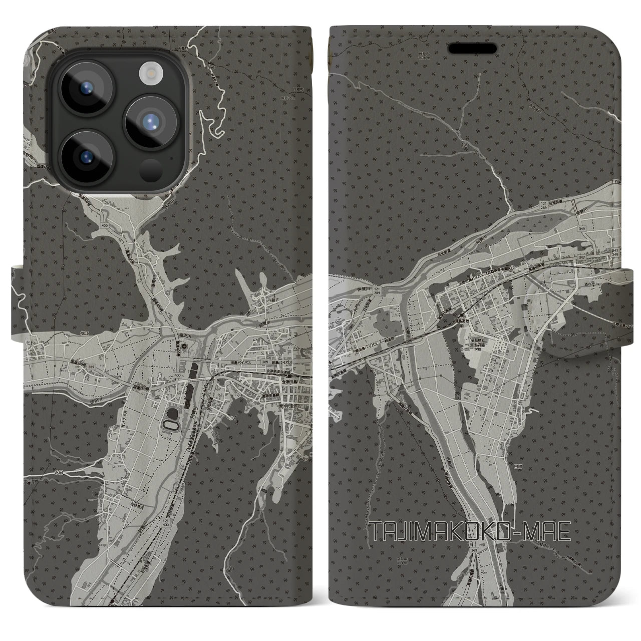 【田島高校前（福島県）】地図柄iPhoneケース（手帳タイプ）