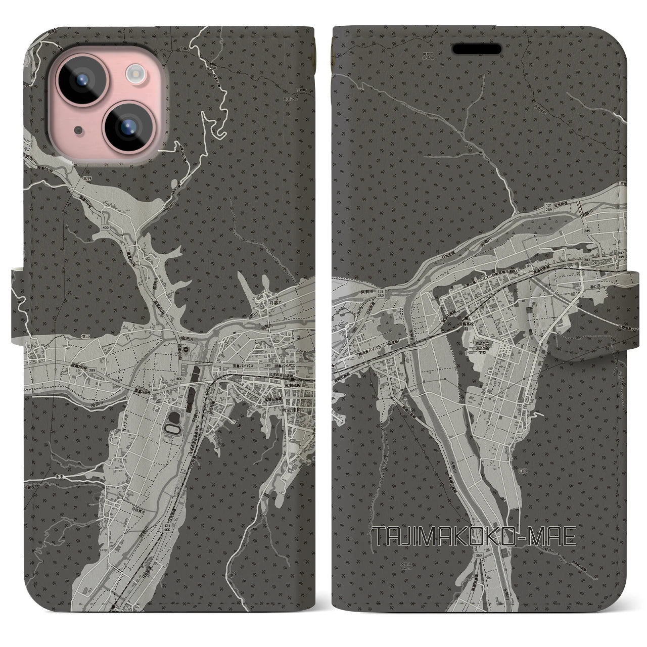 【田島高校前（福島県）】地図柄iPhoneケース（手帳タイプ）