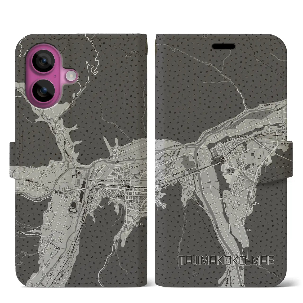 【田島高校前（福島県）】地図柄iPhoneケース（手帳タイプ）