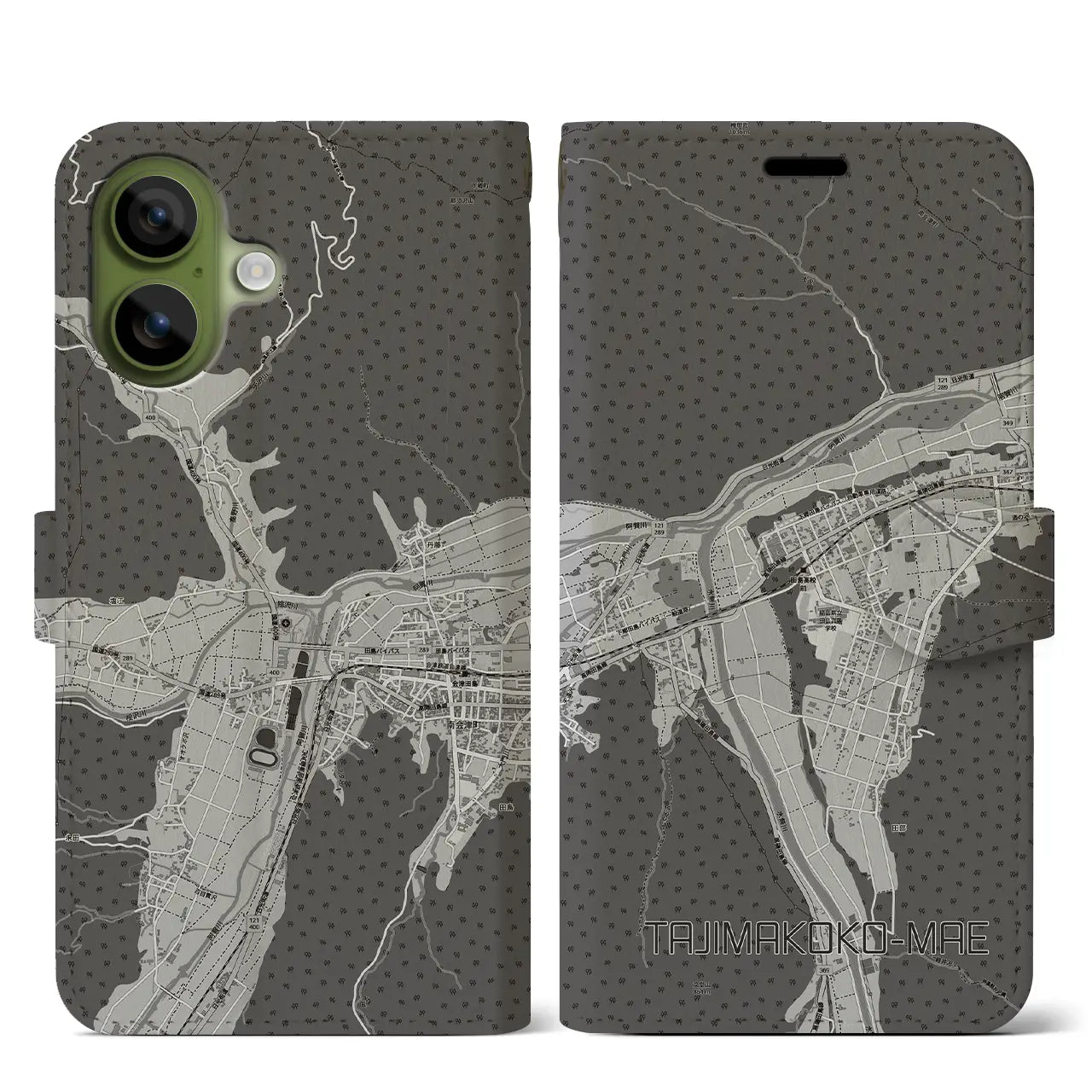 【田島高校前（福島県）】地図柄iPhoneケース（手帳タイプ）