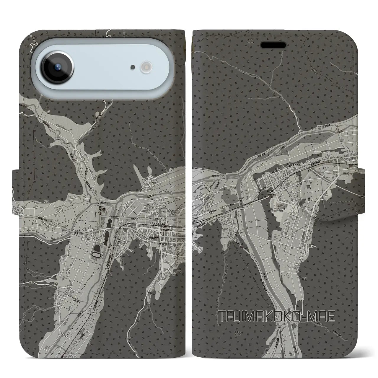 【田島高校前（福島県）】地図柄iPhoneケース（手帳タイプ）