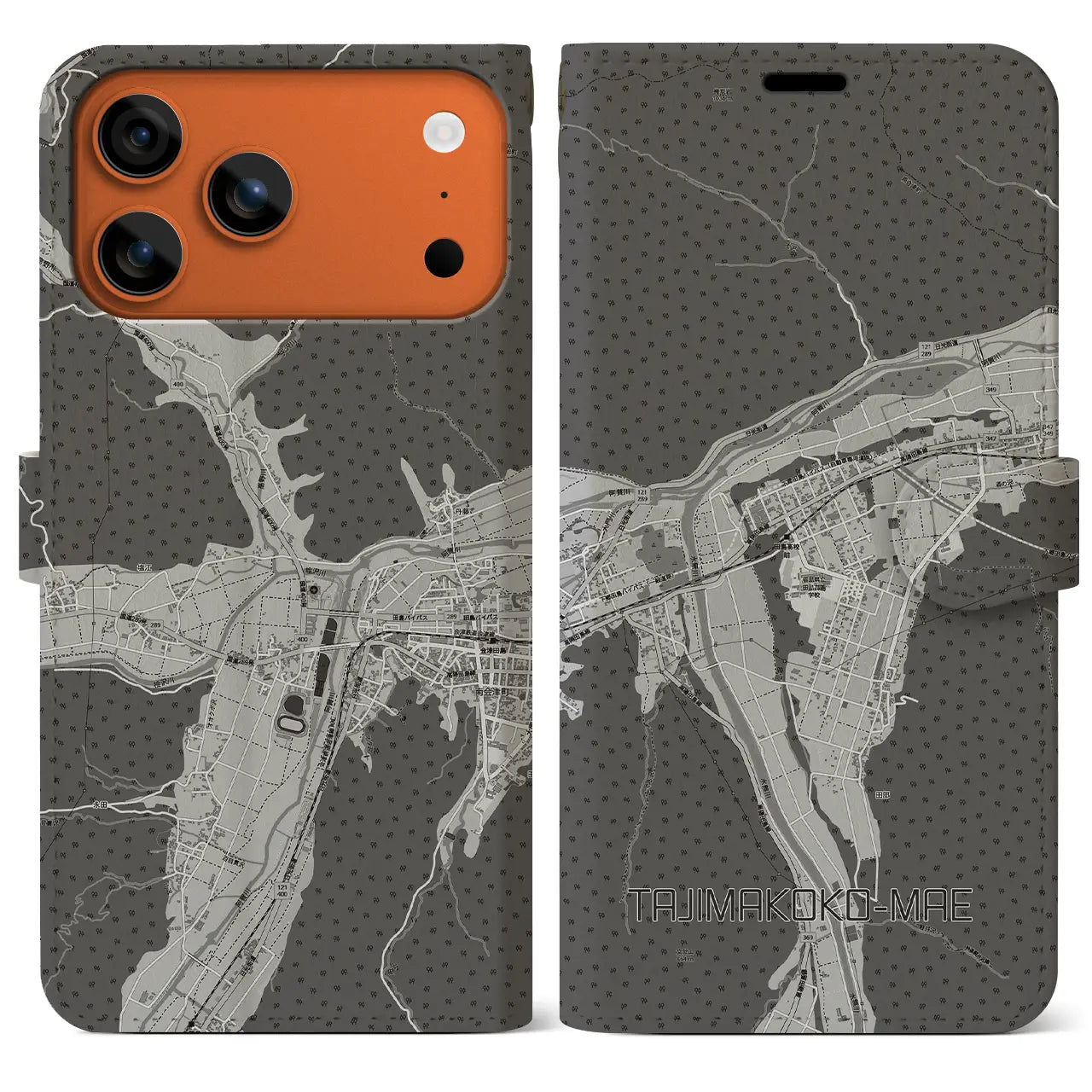 【田島高校前（福島県）】地図柄iPhoneケース（手帳タイプ）