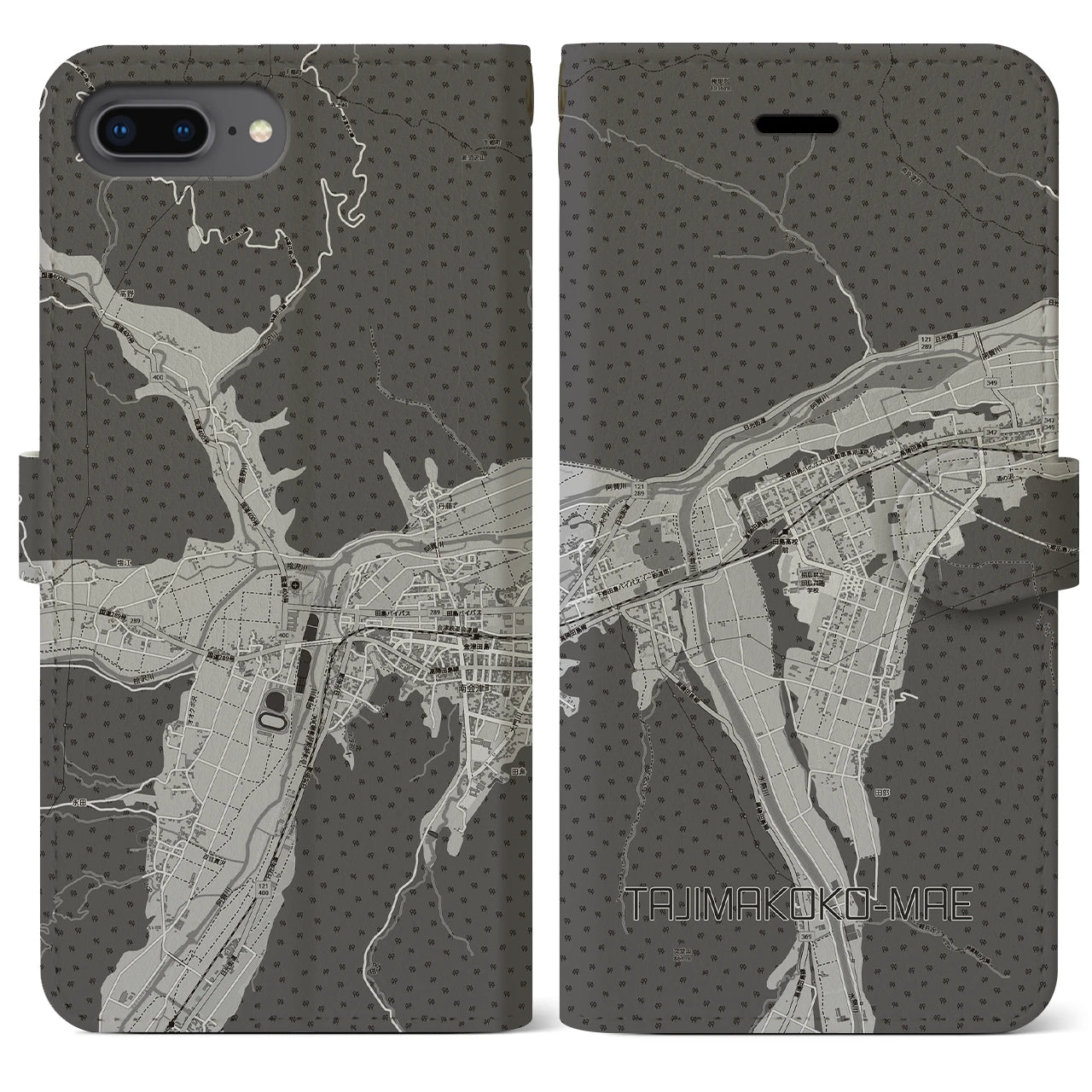 【田島高校前（福島県）】地図柄iPhoneケース（手帳タイプ）