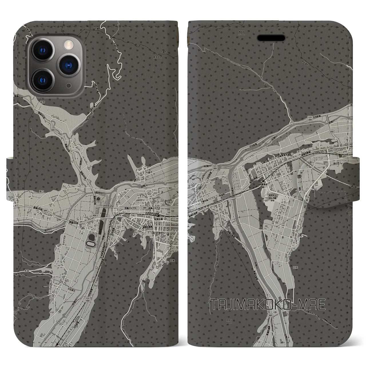 【田島高校前（福島県）】地図柄iPhoneケース（手帳タイプ）