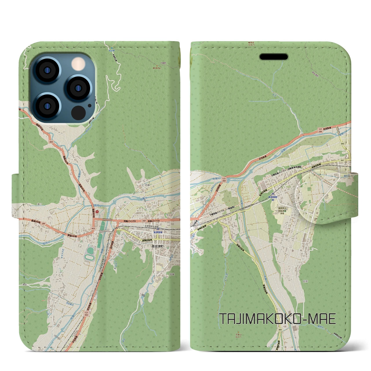 【田島高校前（福島県）】地図柄iPhoneケース（手帳タイプ）