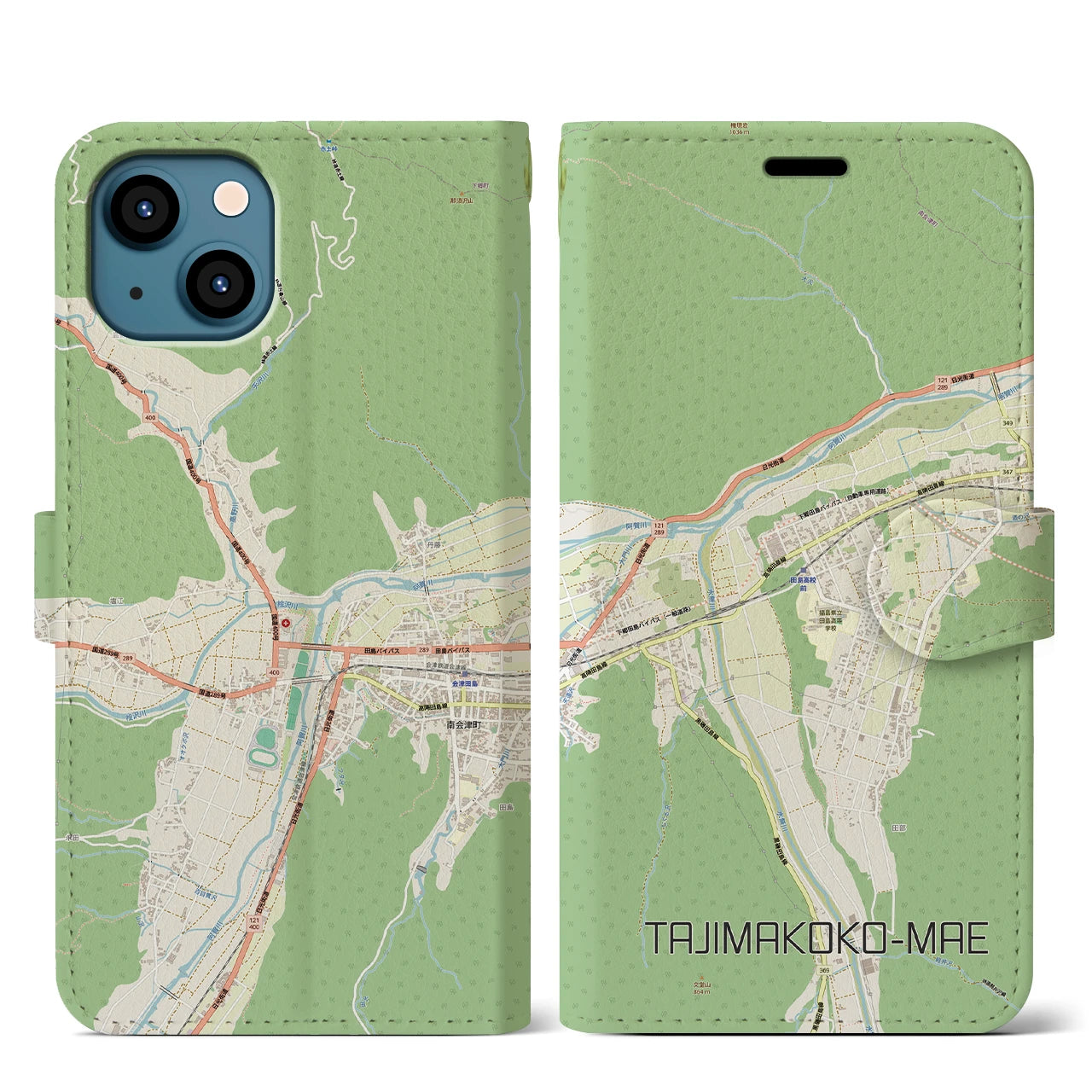 【田島高校前（福島県）】地図柄iPhoneケース（手帳タイプ）