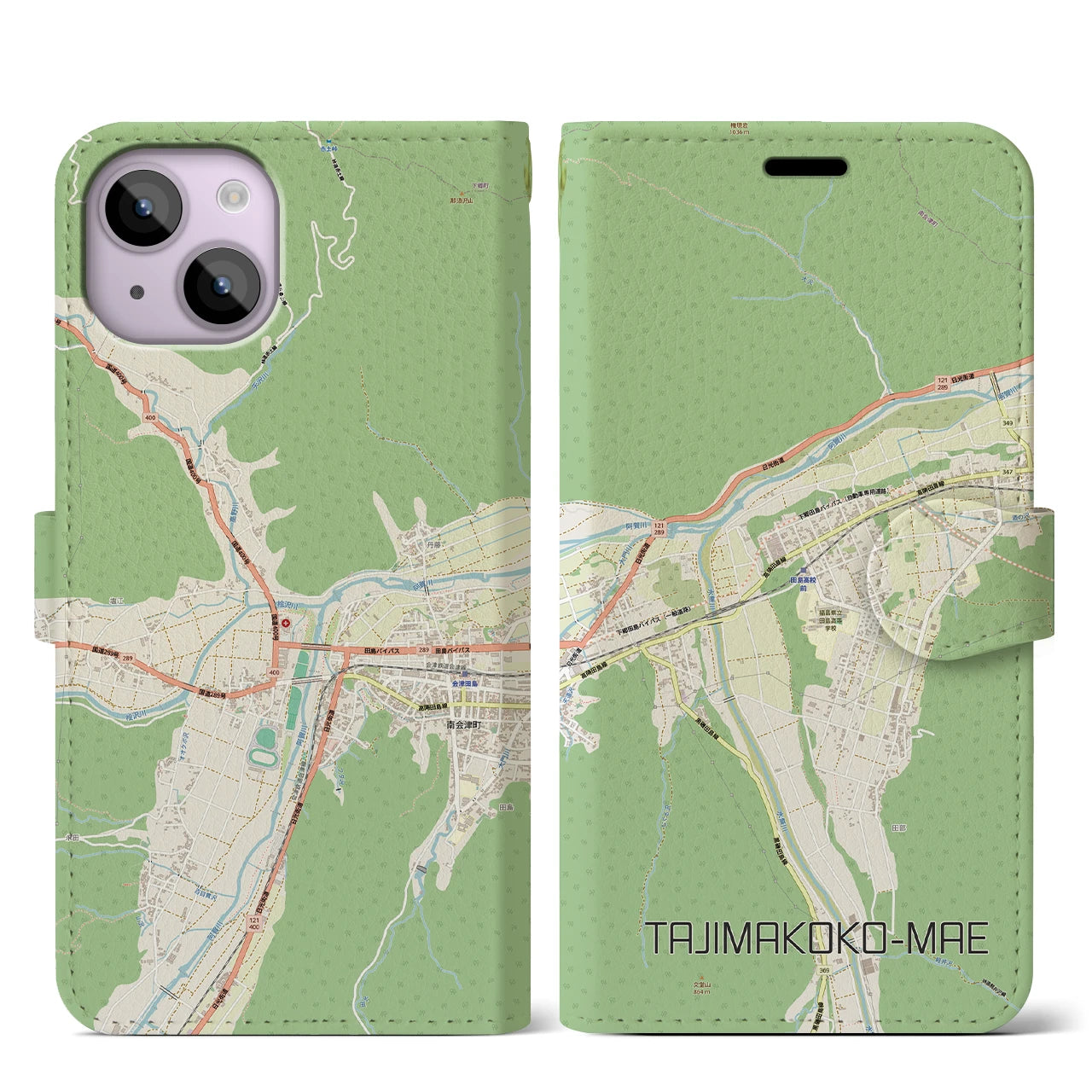 【田島高校前（福島県）】地図柄iPhoneケース（手帳タイプ）