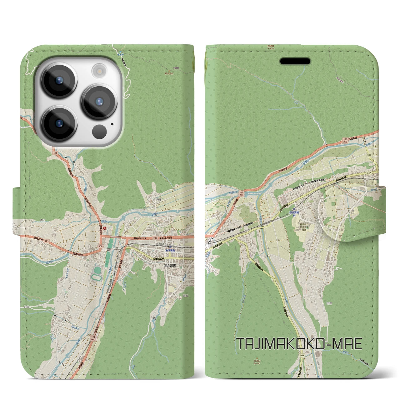 【田島高校前（福島県）】地図柄iPhoneケース（手帳タイプ）