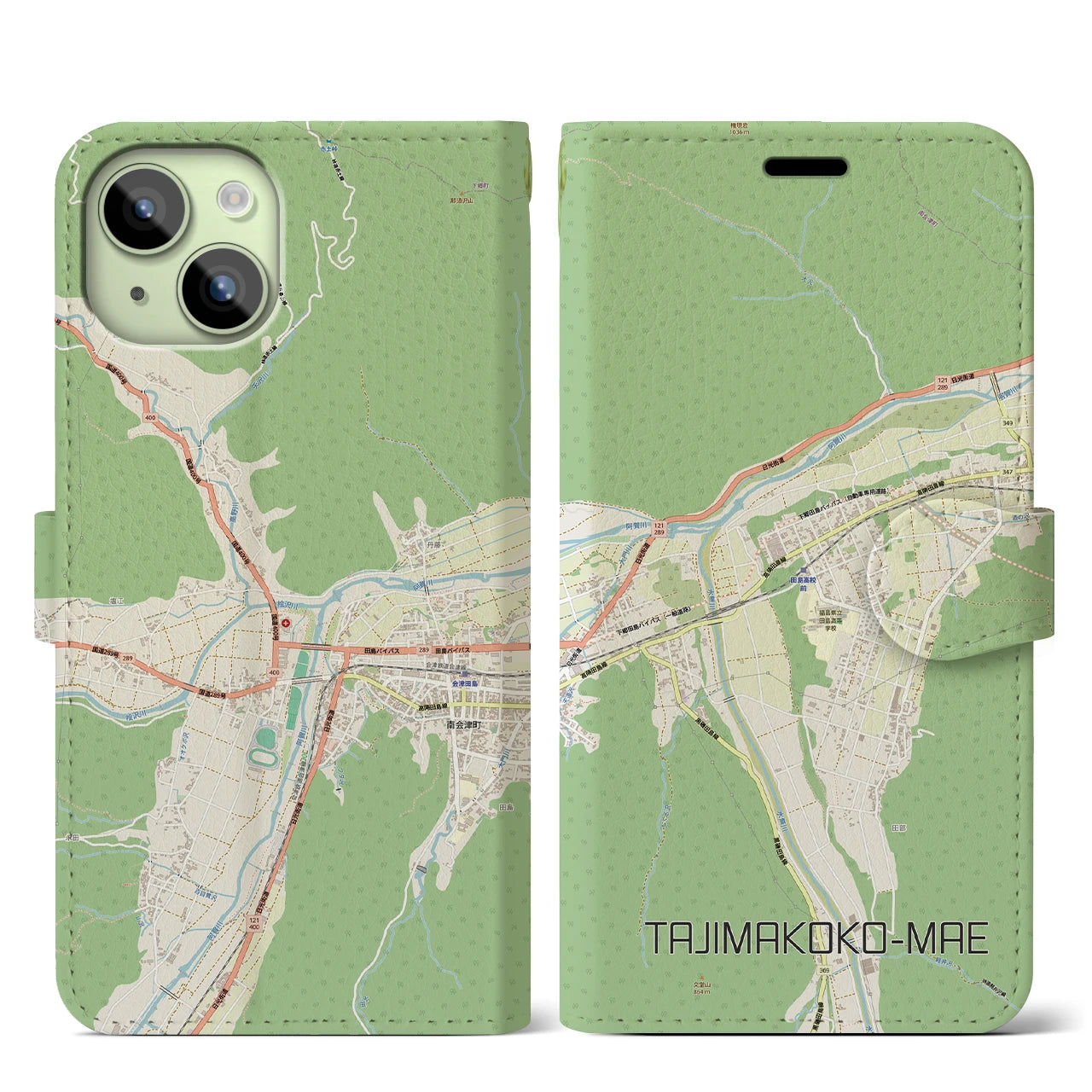 【田島高校前（福島県）】地図柄iPhoneケース（手帳タイプ）