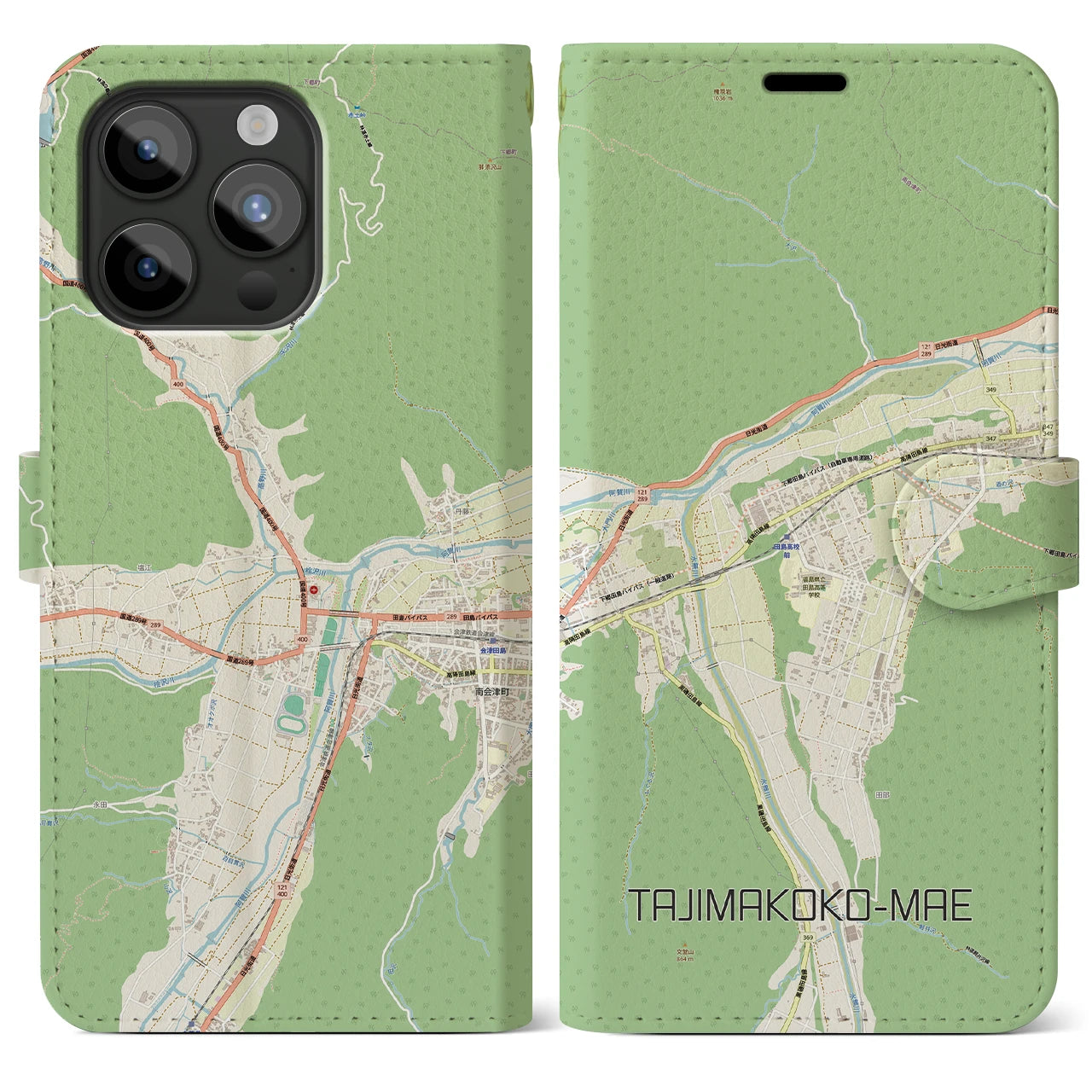 【田島高校前（福島県）】地図柄iPhoneケース（手帳タイプ）