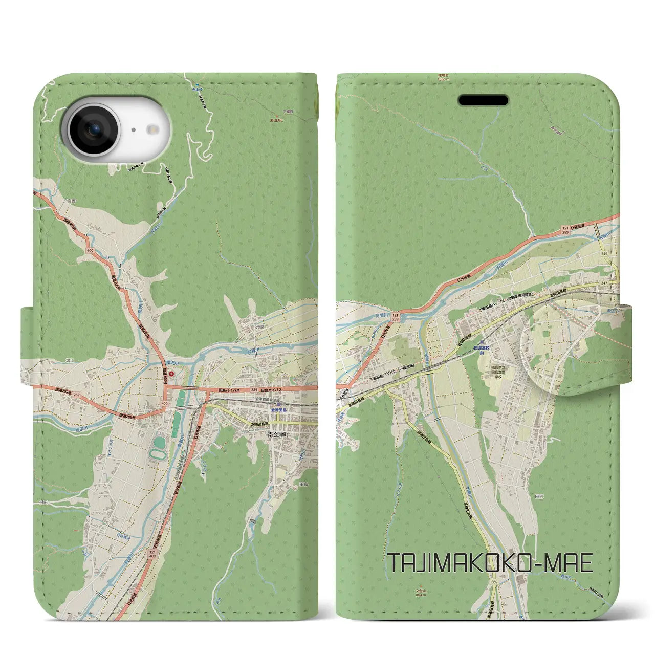 【田島高校前（福島県）】地図柄iPhoneケース（手帳タイプ）