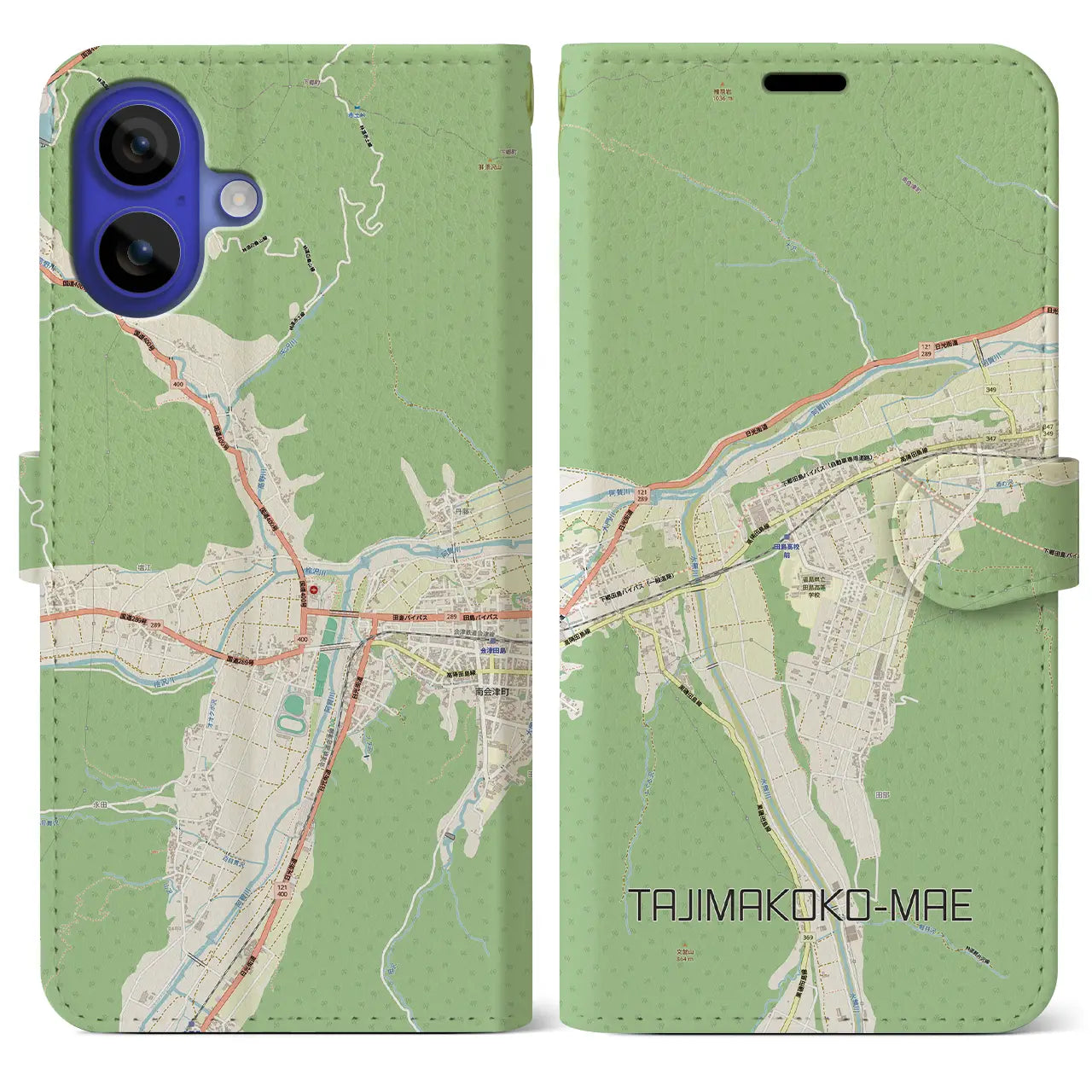 【田島高校前（福島県）】地図柄iPhoneケース（手帳タイプ）