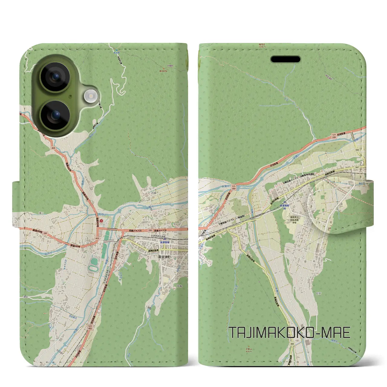 【田島高校前（福島県）】地図柄iPhoneケース（手帳タイプ）