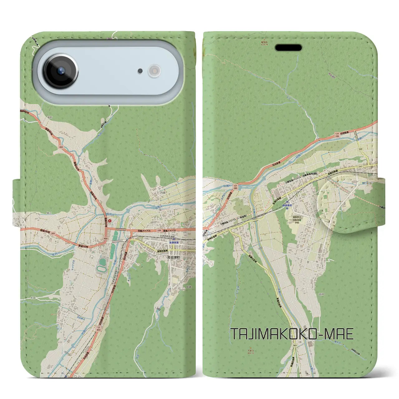 【田島高校前（福島県）】地図柄iPhoneケース（手帳タイプ）