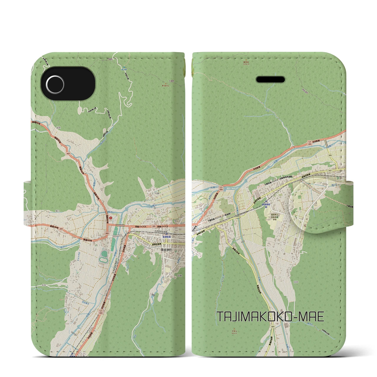 【田島高校前（福島県）】地図柄iPhoneケース（手帳タイプ）