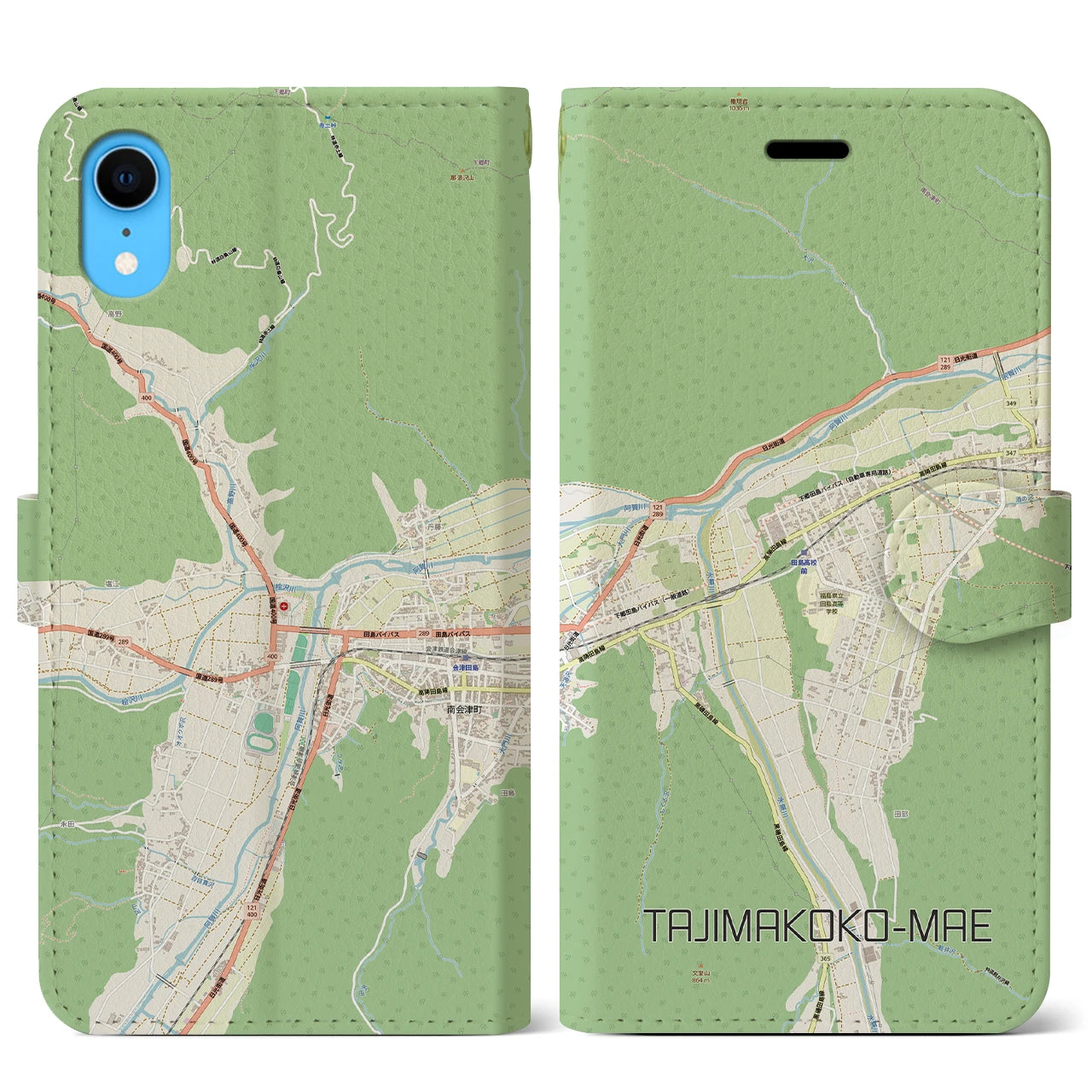 【田島高校前（福島県）】地図柄iPhoneケース（手帳タイプ）