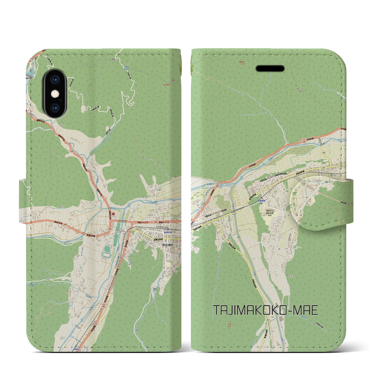 【田島高校前（福島県）】地図柄iPhoneケース（手帳タイプ）