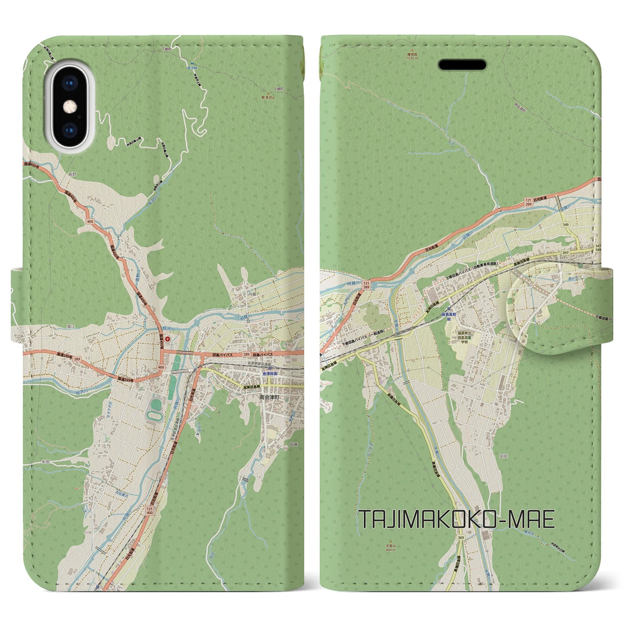 【田島高校前（福島県）】地図柄iPhoneケース（手帳タイプ）