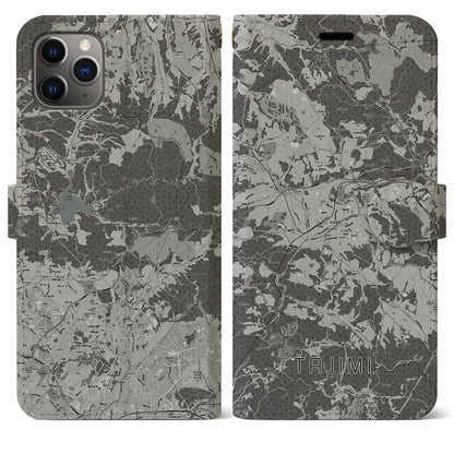 【多治見（岐阜県）】地図柄iPhoneケース（手帳タイプ）モノトーン・iPhone 11 Pro Max 用