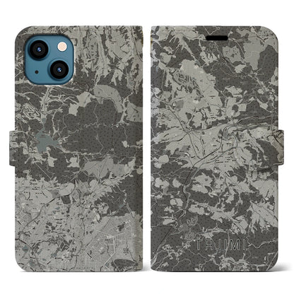 【多治見（岐阜県）】地図柄iPhoneケース（手帳タイプ）モノトーン・iPhone 13 用