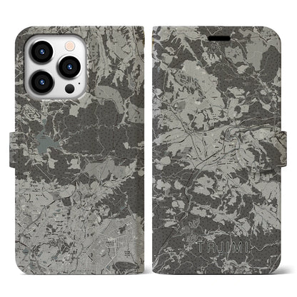 【多治見（岐阜県）】地図柄iPhoneケース（手帳タイプ）モノトーン・iPhone 13 Pro 用