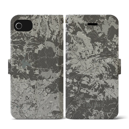 【多治見（岐阜県）】地図柄iPhoneケース（手帳タイプ）モノトーン・iPhone SE（第3 / 第2世代） / 8 / 7 / 6s / 6 用