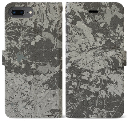 【多治見（岐阜県）】地図柄iPhoneケース（手帳タイプ）モノトーン・iPhone 8Plus /7Plus / 6sPlus / 6Plus 用