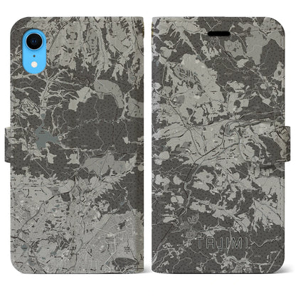 【多治見（岐阜県）】地図柄iPhoneケース（手帳タイプ）モノトーン・iPhone XR 用