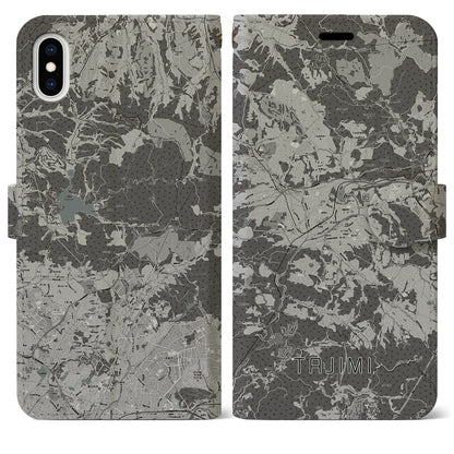 【多治見（岐阜県）】地図柄iPhoneケース（手帳タイプ）モノトーン・iPhone XS Max 用