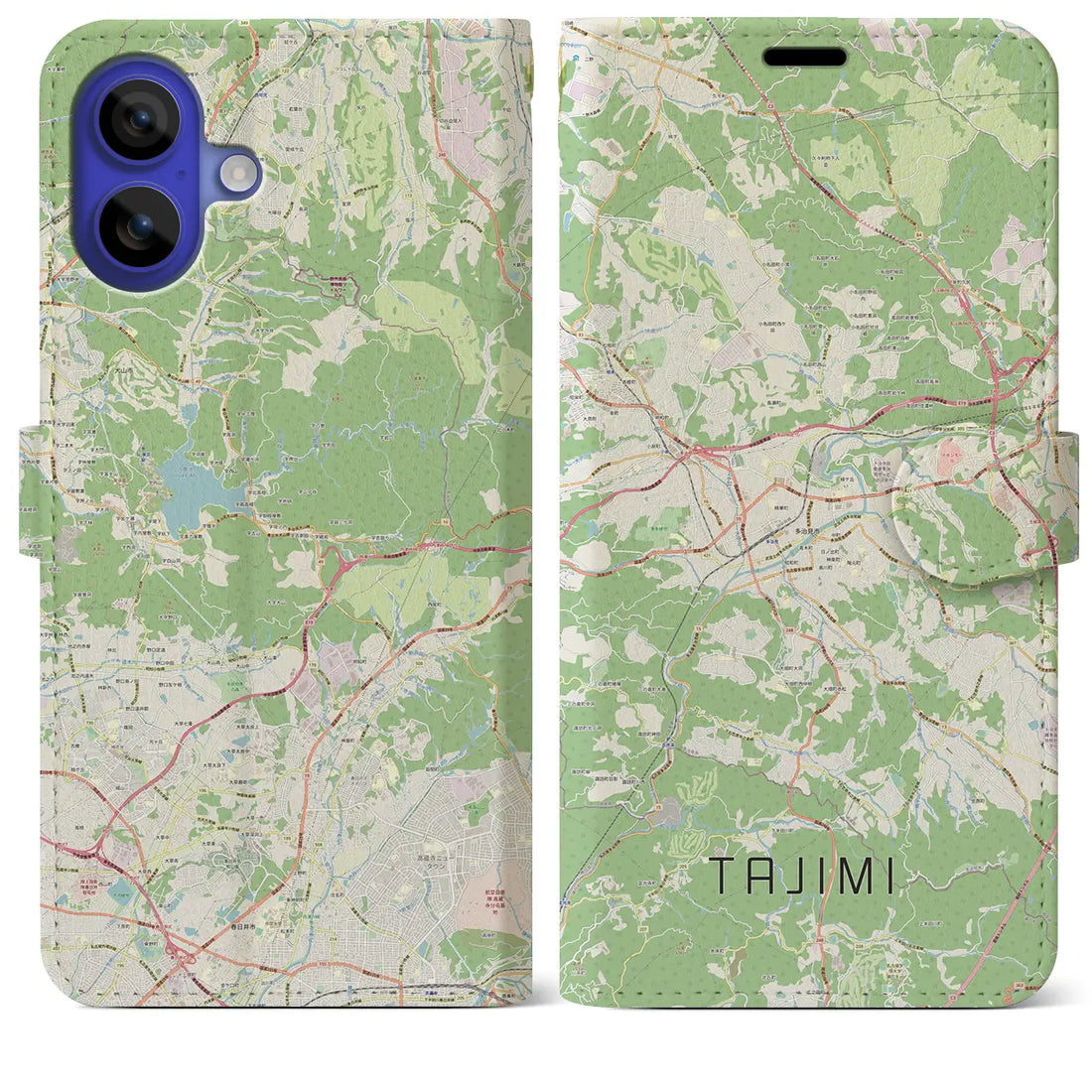 【多治見(岐阜県)】地図柄iPhoneケース(手帳タイプ)ナチュラル・iPhone 16 Pro Max 用